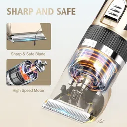 leemoza Full Set Safe Pet Grooming Kit, Dog, Cat Hair Clipper, Adjustable Combs Gold Pet Hair Trimmer image 3