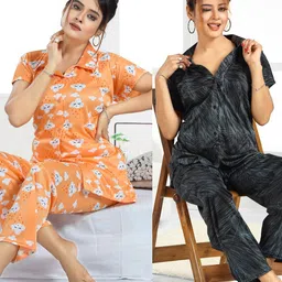 sidwa Women Night Suit Set Multicolor Printed-picture-32
