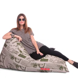 style homez XXL Pyramid Cotton Canvas Abstract Printed Lounger Bean Bag With Bean Filling image 5
