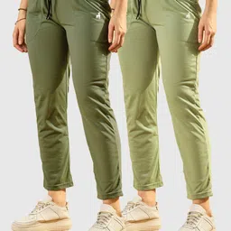 modeve Pack of 2 Women Solid Dark Green, Light Green Track Pants-picture-27