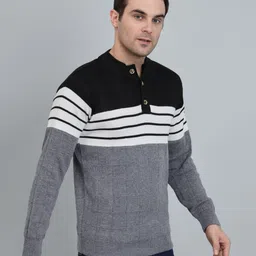 willey Men Striped Round Neck Multicolor Sweater image 1