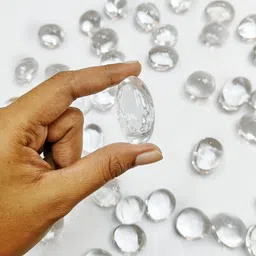 vastu vardan Crystal Clear Quartz Tumble Stone| 50gm Tumbled Gemstone| Garden & Table Décor Regular Round Crystal Stone image 3