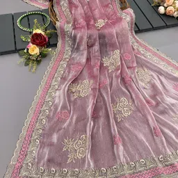 kanjiqueen Self Design, Embellished Bollywood Pure Silk, Organza Saree image 1