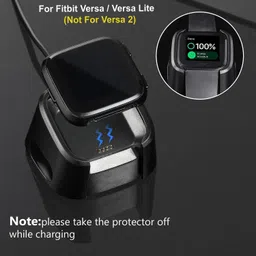 housemate Charger Dock Cable Compatible with Fitbit Versa (Not for Versa 2) - (Black) Charging Pad image 2