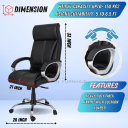 newturn Ranger Premium Leatherette High Back Ergonomic Chair with 2 years warranty Leather Office Executive Chair image 5