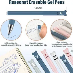 sunita enterprises Cute Cartoon Animal Gel Blue Ink Pen Set – 0.35mm Fine Tip Smooth Writing Pens Gel Pen image 2