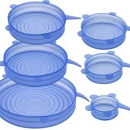 kitchenfest ® Microwave Safe Silicone Stretch Lids reuseable Flexible Covers for Rectangle, Round, Square Bowls, Dishes, Plates, 8 inch Lid Set, Pack of 6-picture-35