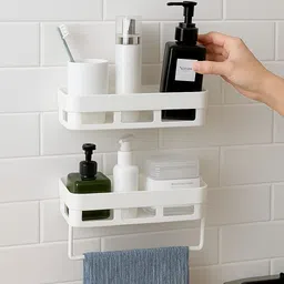 hatmeet Wall Mounted Shelf, Bathroom Hardware and Accessories, Storage Racks Plastic Wall Shelf-picture-26