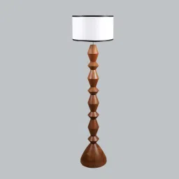 sapphire White Iron & Cloth Shade Floor Lamp with Brown Base image 3