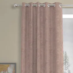 Pink Abstract Polyester 9 Ft Semisheer Eyelet Door Curtains (Set of 2) by ROSARAHOME image 2