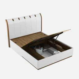 spacewood Kosmo Jupiter King Bed In Gloss White Finish With Hydraulic Storage image 3