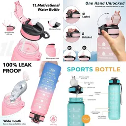 finifab Water Bottle with Measurement Markings | BPA-Free Straw Bottle for Kids & Adults 1000 ml Water Bottle image 4