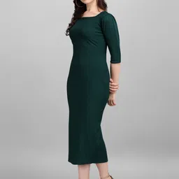 purvaja Women Bodycon Green Midi/Calf Length Dress image 3