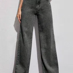 hovac Women Boot-Leg High Rise Grey Jeans image 1