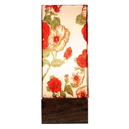 brightdaisy Ohagun Red & White Fabric Shade Table Lamp With Wood Base image 4