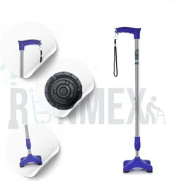 runmex Anti-Slip 4-Leg Walking Stick – Blue PVC & Adjustable for Comfort Walking Stick image 4