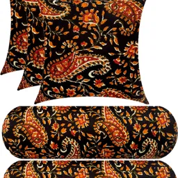 swikon star Microfibre Bolster Pack of 5 Floral Combo Set Of 3 Cushion And 2-picture-31
