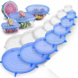 Silicon Stretchable Lids, Silicone Lids and Cover -6 pc Multicolor 8 inch Lid Set, Pack of 6-image-86
