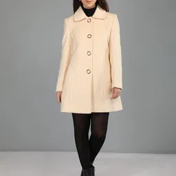 honnete 100 % Polyester Solid Coat For Women image 1