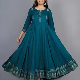 poonam fashion Women Embroidered Viscose Rayon Anarkali Kurta-picture-13
