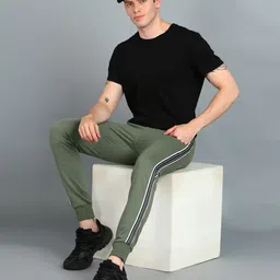 alan jones Men Solid Dark Green Track Pants image 3