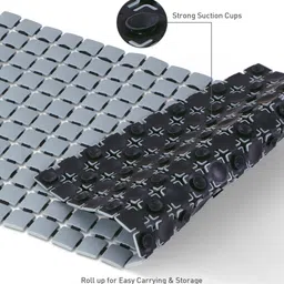 obsessions Grey Solid PVC 27x15 Inches Antiskid Shower Bath Mat image 4