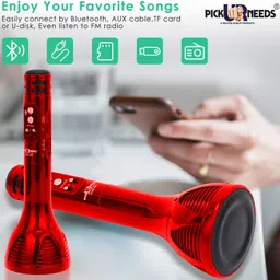 pick ur needs Superier Quality Wireless Bluetooth Microphone Connection Player Speaker 2-in1 With Recording + USB+FM Microphone image 3