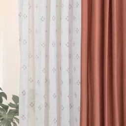 the yellow dwelling Rust Cotton Solid 5.5Ft Semisheer Eyelet 4 Window Curtains image 3