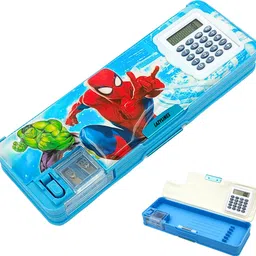 lazylines Inbuilt Calculator & Sharpener Pencil Box for Birthday Return Gift Dual Compartment and Magnetic Lock, SPIDERMAN Art Plastic Pencil Box-picture-15