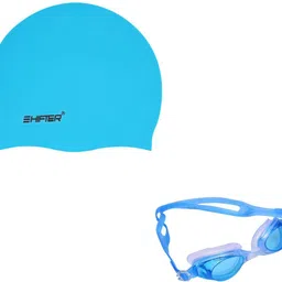 shifter SWIMMING GOGGLE, SWIMMING CAP COMBO KIT SET,PREMIUM SILICONE ANTI SLIP CAP Swimming Kit image 1