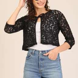bg online Women 3/4th Sleeve Black Shrug-picture-24