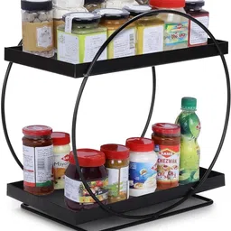 geschir Utensil Kitchen Rack 2-Tier Standing Spice Rack Storage Organizer, Bathroom Countertop Storage Shelf Iron-picture-12