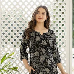 mialo fashion Women Floral Print Viscose Rayon Straight Kurta image 3
