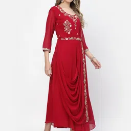 ts lifestyle Women Embroidered Georgette Gown Kurta image 3