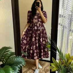 plushop Floral Print Viscose Rayon Stitched Anarkali Gown-picture-43