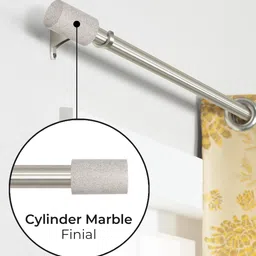 deco window Silver Stainless Steel Solid (66 Inches) Curtain Rod with Accessories image 1