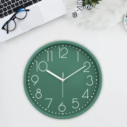 random Tic Toc Green & White Plastic Wall Clock image 5