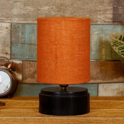 Mustard Shade Table Lamp With Wood Base By BrightDaisy image 2