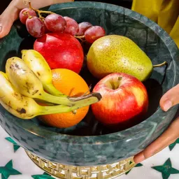 izzhaar Green Garnet 300ml Marble & Metal Serving Bowl image 1