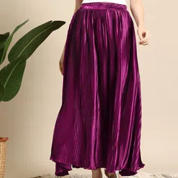 mast & harbour Women Solid Flared Purple Skirt-picture-10