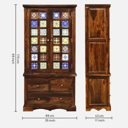 mudramark from pepperfry Siramika Sheesham Wood 2 Door Wardrobe In Provincial Teak Finish image 2