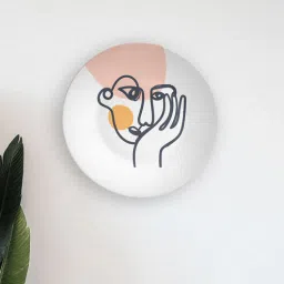 MulticolouredShy Brush Stroke Face Decorative Ceramic Wall Plate-image-28