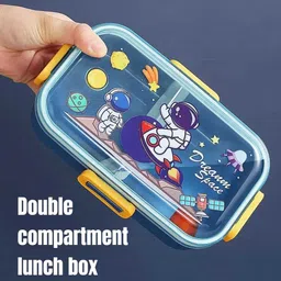 amanvani 700ML 4 Side Clip Lock Kids Stainless Steel Space Lunch Box for School 2 Containers Lunch Box-picture-35