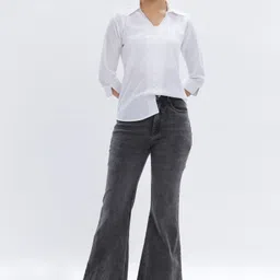 fuback Women Regular Fit Solid Casual Shirt image 2
