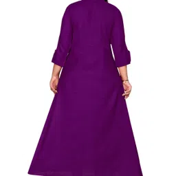 talavadi Solid Cotton Blend Stitched Flared/A-line Gown image 2