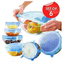 yiwani Set of 6 Silicone Blue Lids 9 inch Lid Set, Pack of 1 image 4