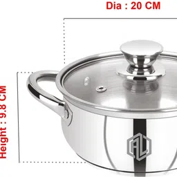 anjali life time Anjali Belly Encapsulated Bottom Stainless Steel Pot with Glass Lid Cook and Serve Casserole-picture-10