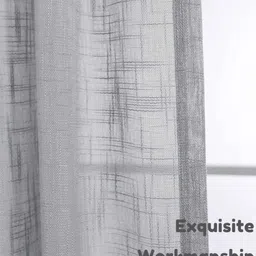the conversion Grey Linen Solids 8ft sheer Rod Pocket Long Door Curtain image 3