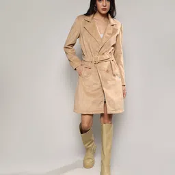 campus sutra Suede Solid Coat For Women image 3