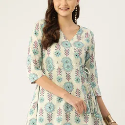 feranoid retail Women Floral Print Pure Cotton A-line Kurta-picture-28